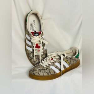 Gucci x adidas Gazelle GG Monogram Sneakers Beige/Green Women’s 7